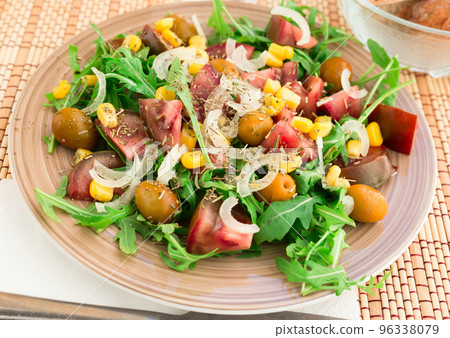 fresh vegetarian healthy vegetable salad with arugula fresh vegetarian healthy vegetable salad with arugula 96338079