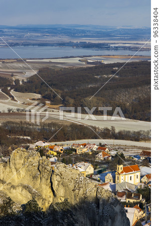 Palava winter landscape with Klentnice, Southern Moravia, Czech Republic Palava winter landscape with Klentnice, Southern Moravia, Czech Republic 96338404