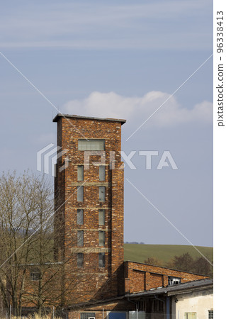Red Tower of Death, UNESCO site with inscription in Czech language "Ruda vez smrti" a national monument in Dolni Zdar near Ostrov, Western Bohemia, Czech Republic 96338413