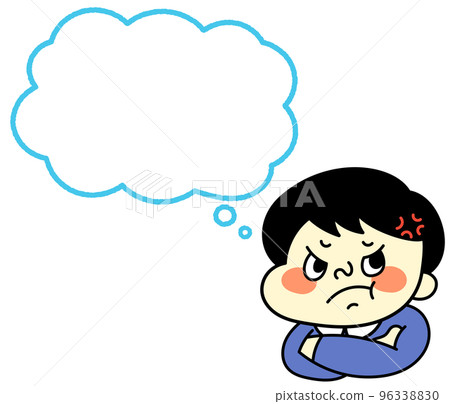 Speech bubble Illustration material of a comical male character who is frustrated and angry Speech bubble Illustration material of a comical male character who is frustrated and angry 96338830