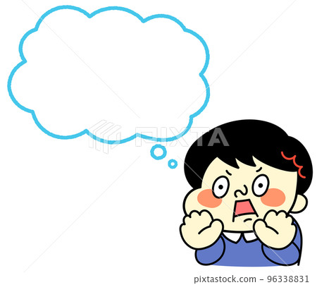 Speech bubble Illustration material of a comical male character who is surprised Speech bubble Illustration material of a comical male character who is surprised 96338831