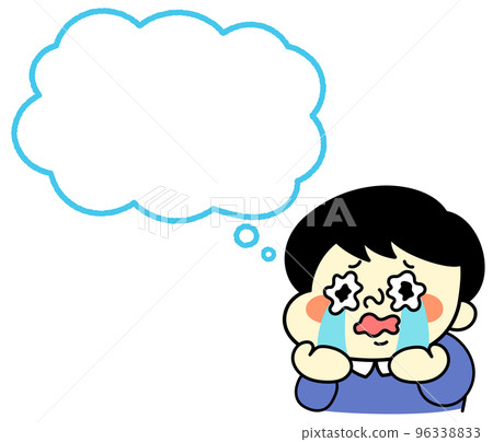 Speech bubble Illustration material of a comical male character crying out loud 96338833