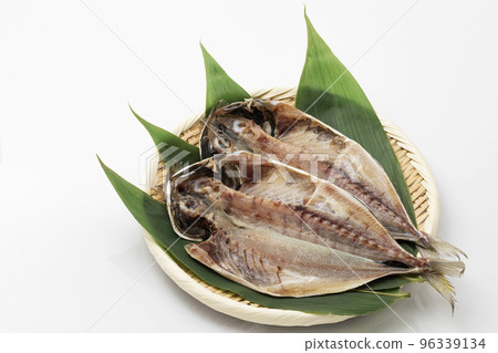 Horse mackerel placed on a colander with a white background 96339134