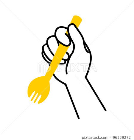 Illustration material of a hand holding a split spoon Illustration material of a hand holding a split spoon 96339272