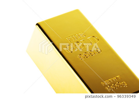 Golden bar, precious metal ingot isolated on white background 96339349