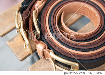 Leather belts set. natural lighting 96339897
