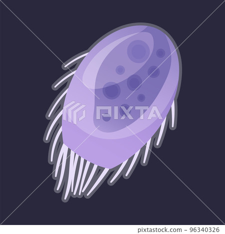 Purple Plankton Water Organism with Tentacles Free Floating on Dark Background Vector Illustration Purple Plankton Water Organism with Tentacles Free Floating on Dark Background Vector Illustration 96340326