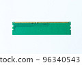 Computer memory card Close up memory socket on board computer server RAM on white background . system, main memory, random access memory, onboard, computer detail. Computer components . DDR3. DDR4. DD 96340543