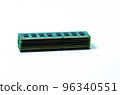 Computer memory card Close up memory socket on board computer server RAM on white background . system, main memory, random access memory, onboard, computer detail. Computer components . DDR3. DDR4. DD 96340551