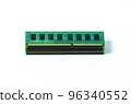 Computer memory card Close up memory socket on board computer server RAM on white background . system, main memory, random access memory, onboard, computer detail. Computer components . DDR3. DDR4. DD 96340552