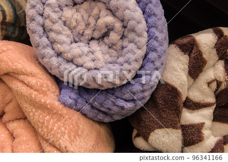 A set of different colorful fabric materials vintage textile cloth plaid packed 96341166
