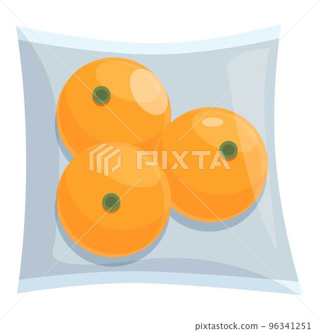 Orange vacuum pack icon cartoon vector. Plastic bag. Product pouch 96341251