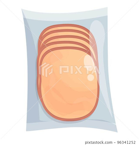 Meat pack icon cartoon vector. Plastic pack. Foil snack Meat pack icon cartoon vector. Plastic pack. Foil snack 96341252