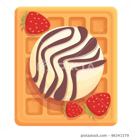 Fruit waffle icon cartoon vector. Belgian food. Coffee tasty 96341379