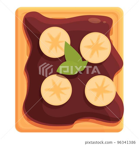 Banana chocolate waffle icon cartoon vector. Belgian food. Snack tasty 96341386
