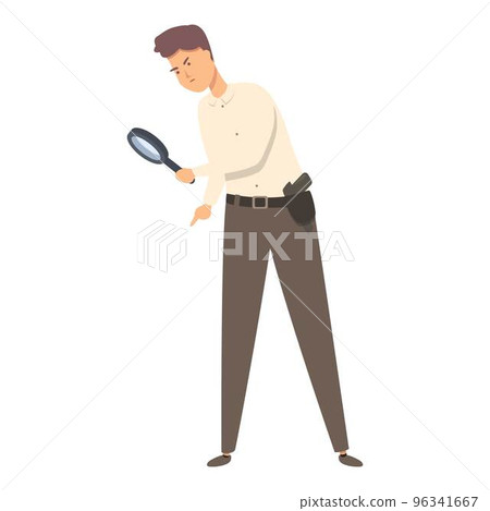 Detective lens icon cartoon vector. Crime investigation. Board spy solve 96341667