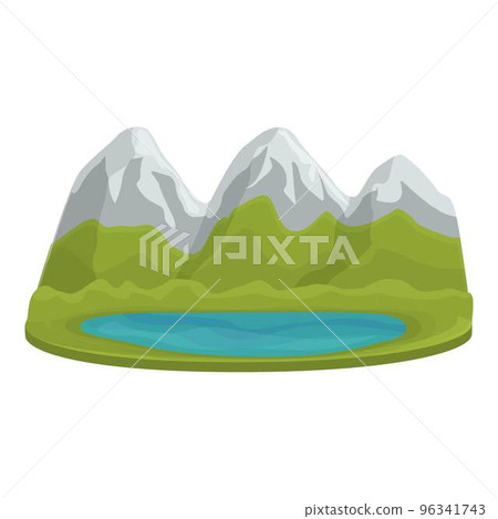 Mountain lake icon cartoon vector. Poland travel. Polish landscape Mountain lake icon cartoon vector. Poland travel. Polish landscape 96341743