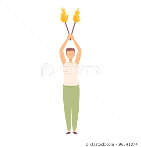Fakir party icon cartoon vector. Fire show. Carnival circus 96341874