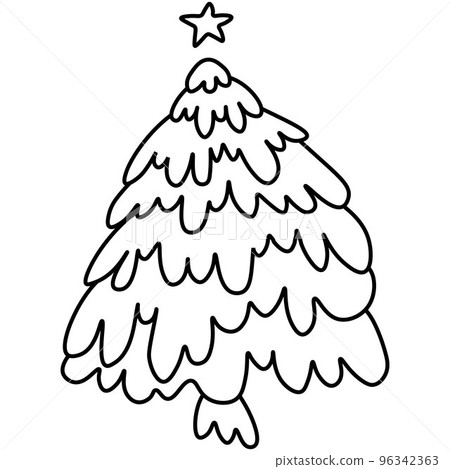 snowy xmas tree hand drawing vector illustration 96342363