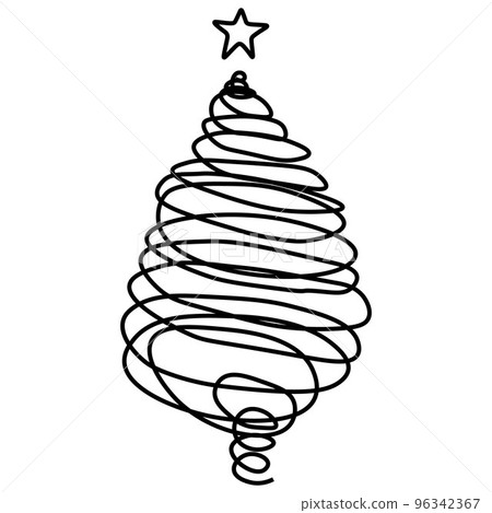 the christmas tree one line vector illustration 96342367