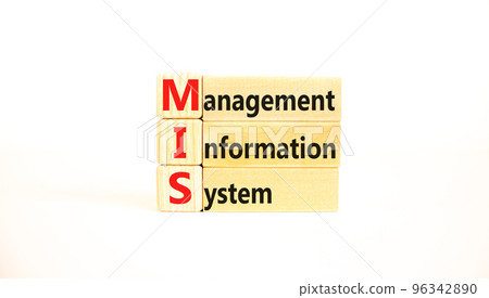 MIS management information system symbol. Concept words MIS management information system on wooden blocks on beautiful white background. Business MIS management information system concept. Copy space MIS management information system symbol. Concept words MIS management information system on wooden blocks on beautiful white background. Business MIS management information system concept. Copy space 96342890