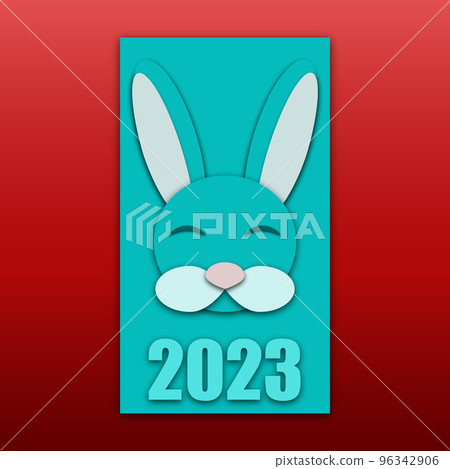 muzzle of a blue rabbit or hare. new year 2023. Eastern. vector muzzle of a blue rabbit or hare. new year 2023. Eastern. vector 96342906