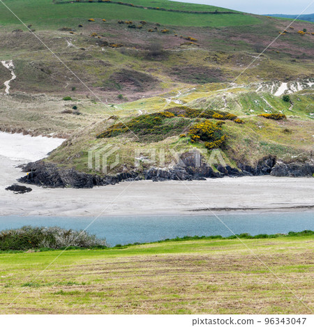 Colorful hills on the shore of Clonakilty Bay. Seaside landscape of Ireland. 96343047