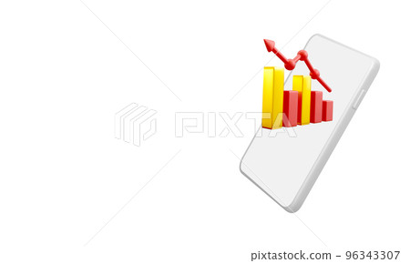 Financial investing concept. Successful investing concept. 3D realistic business graph on mobile phone. 3d goal for business, bank, financial, investment. Vector illustration Financial investing concept. Successful investing concept. 3D realistic business graph on mobile phone. 3d goal for business, bank, financial, investment. Vector illustration 96343307