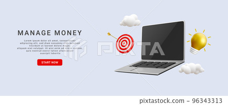 3d concept trading for business investment to make money. Online trading on laptop isolated on light background. Financial investing concept. Vector illustration 3d concept trading for business investment to make money. Online trading on laptop isolated on light background. Financial investing concept. Vector illustration 96343313