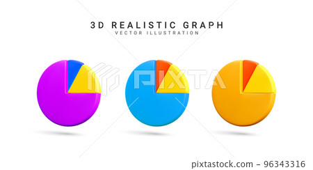 3D realistic Infographic is divided into parts. Chart pie infographic share. Set of business graph icon in cartoon style. Vector illustration 3D realistic Infographic is divided into parts. Chart pie infographic share. Set of business graph icon in cartoon style. Vector illustration 96343316