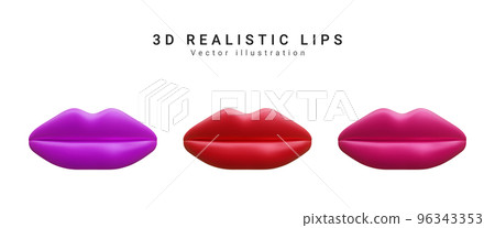 Set of realistic beautiful lips isolated on white background. Vector illustration Set of realistic beautiful lips isolated on white background. Vector illustration 96343353
