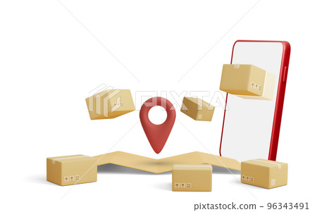 Parcel delivery. Concept for fast delivery service. Vector illustration Parcel delivery. Concept for fast delivery service. Vector illustration 96343491