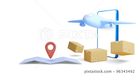 Fast shipping. Concept for fast delivery service. Vector illustration Fast shipping. Concept for fast delivery service. Vector illustration 96343492