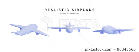 Set of 3d realistic airplane isolated on white background. Vector illustration Set of 3d realistic airplane isolated on white background. Vector illustration 96343566