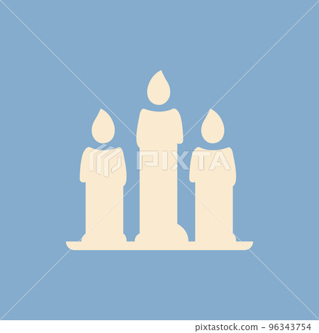 Three burning festive Christmas candles, new year element - Vector 96343754