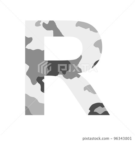 English alphabet letter R, khaki style isolated on white background - Vector 96343801