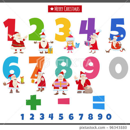educational numbers set with Santa Clauses characters 96343880
