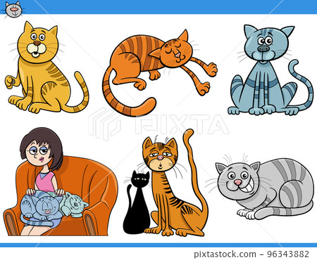 cartoon cats and kittens funny comic characters set 96343882