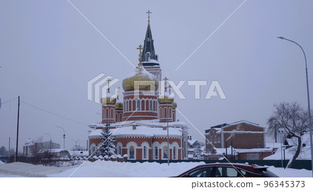 BARNAUL - JANUARY 21 City Barnaul view of the city and church on January 21, 2020 in Barnaul, Russia 96345373