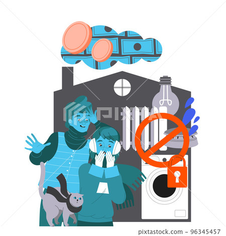 Energy Crisis and Disaster with Electricity Supply Blackout and People Trying to Warm Vector Illustration Energy Crisis and Disaster with Electricity Supply Blackout and People Trying to Warm Vector Illustration 96345457