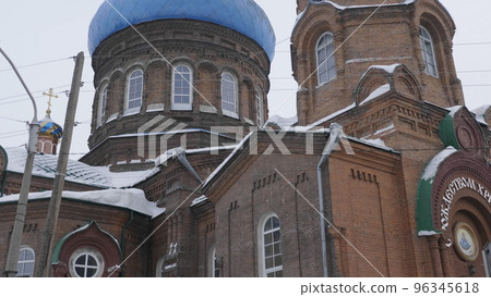 Barnaul, Russia, JANUARY, 20, 2020. Pokrovsky cathedral on Nikitin street in Barnaul in the winter, Russia 96345618