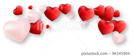 Red and Pink Love Hearts with Shadow 96345904
