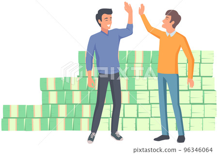 Guys shake hands and make deal about doing business. Successful businessmen are discussing money Guys shake hands and make deal about doing business. Successful businessmen are discussing money 96346064