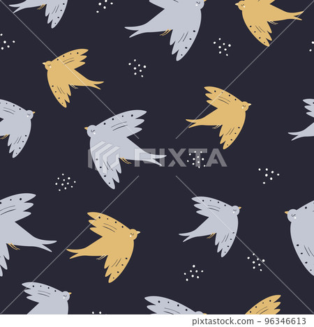 Colorful seamless pattern with yellow and blue birds Colorful seamless pattern with yellow and blue birds 96346613