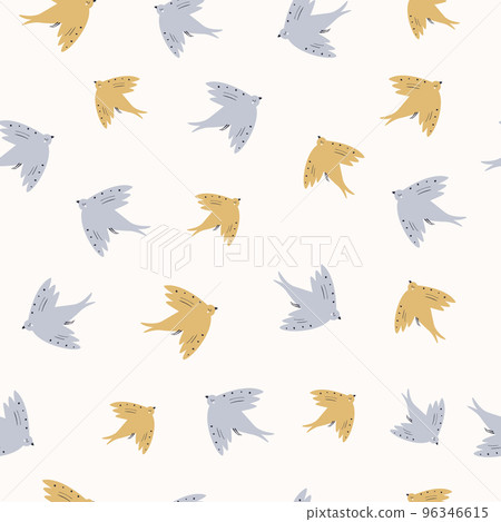 Colorful seamless pattern with yellow and blue birds Colorful seamless pattern with yellow and blue birds 96346615