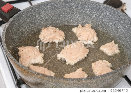 Process of cooking chopped chicken cutlets in Process of cooking chopped chicken cutlets in 96346743