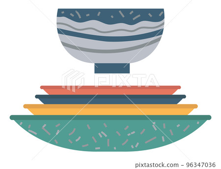 Ceramic Earthenware Flower Pots, Food Bowls Vector Ceramic Earthenware Flower Pots, Food Bowls Vector 96347036