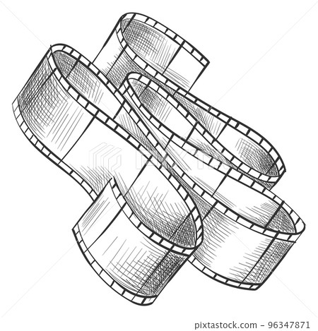 Film strip. Empty film strip tape with shaddow for projection, movie and cinema design. Vector monochrome element isolated on white background Film strip. Empty film strip tape with shaddow for projection, movie and cinema design. Vector monochrome element isolated on white background 96347871