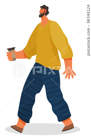 Person Carrying Disposable Cup of Beverage Vector Person Carrying Disposable Cup of Beverage Vector 96348124