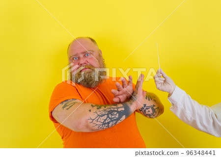 Afraid man is afraid to get covid19 test Afraid man is afraid to get covid19 test 96348441